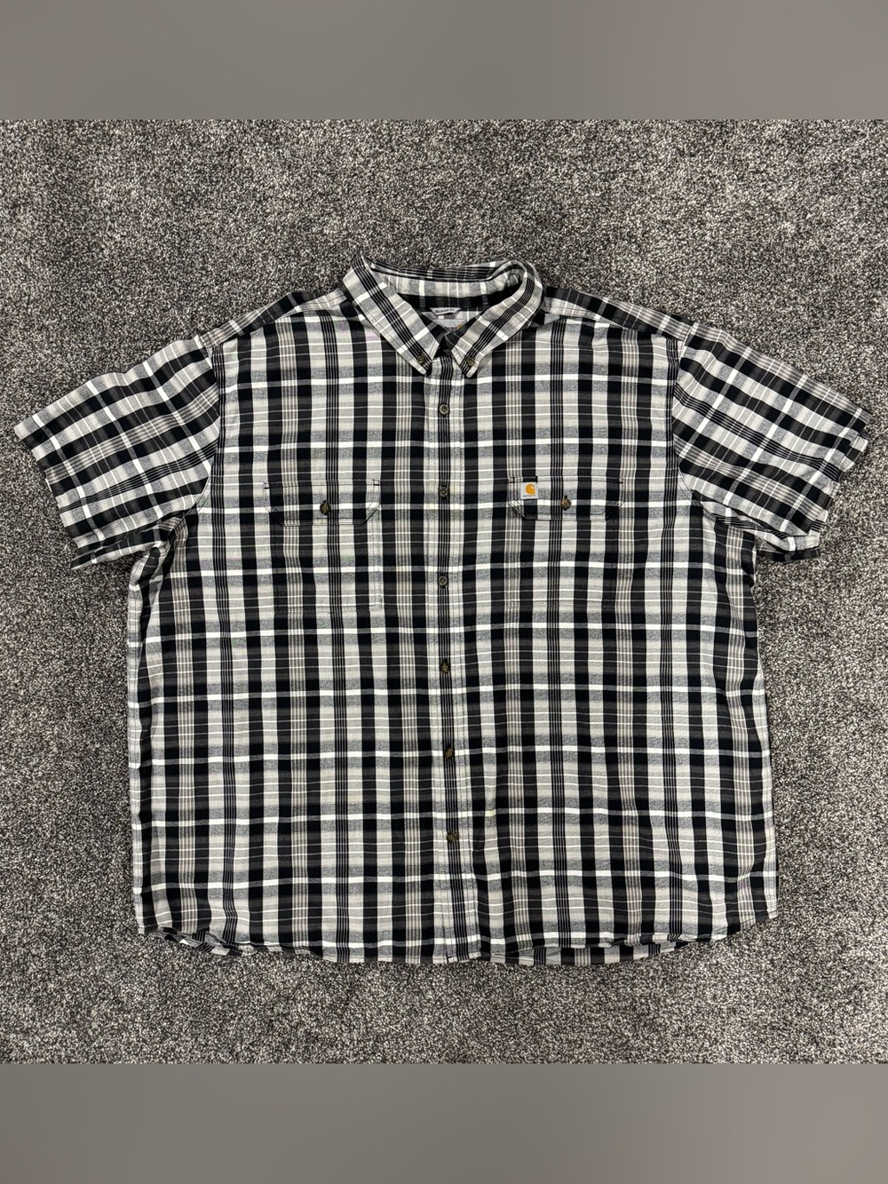 Carhartt Fort Plaid Short Sleeve Shirt Mens 4XL Reg Black/White/Gray Relaxed Fit
